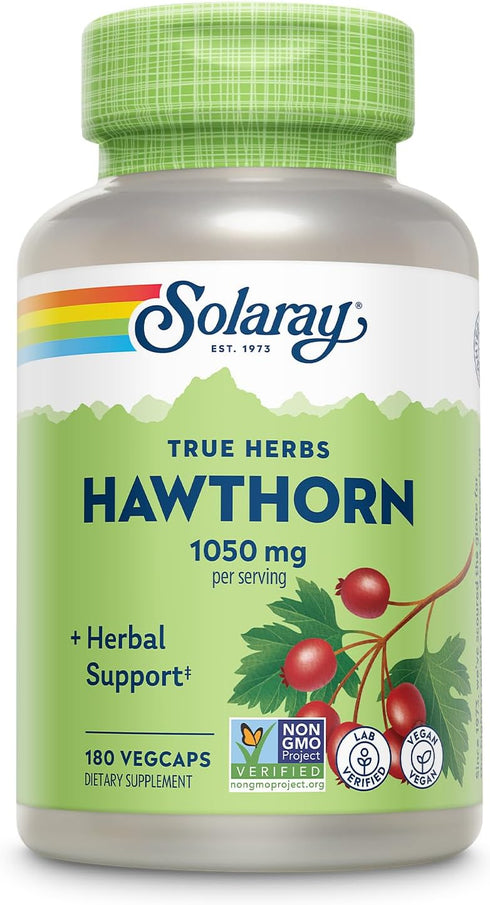 SOLARAY Hawthorn Berry Capsules 1050 mg, Hawthorne Supplement for Cardiovascular Function & Circulation Support, 60 Day Money-Back Guarantee, Whol...