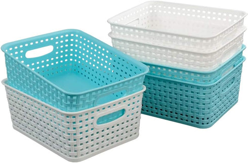 Vababa Plastic Storage Baskets/Storage Bins, Pack for 6...