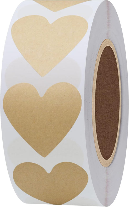 Hybsk 1000pcs Kraft Heart Stickers 30mm Love Stickers for Envelope Seals Crafting Scrapbooking (Kraft)...