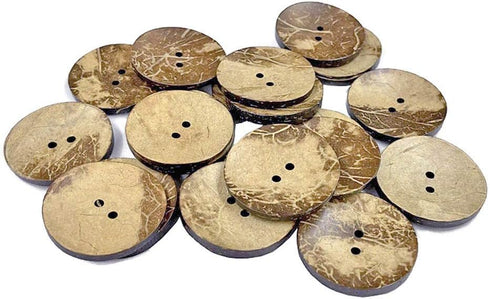 AMORNPHAN 20 PCS 1.5 Inch 40mm Brown Thick Natural Wooden Large Coconut Shell Buttons 2 Holes for Crafts DIY Clothing Sewing (40mm 20pcs)...