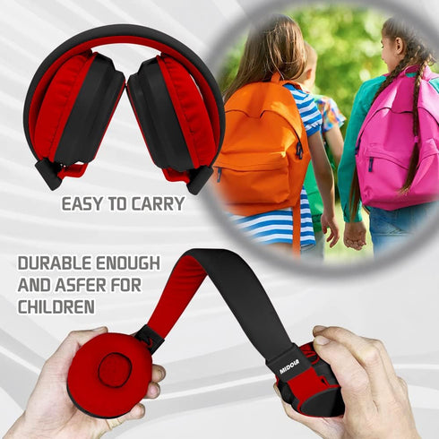 Headphones Kids Bluetooth Wireless Volume Limited 85/110dB Over On Ear Foldable Noise Protection Headset/Wired Inline Cable AUX 3.5mm Mic for Chil...