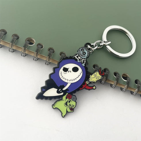 2 PCS Halloween Nightmare before Christmas Horror Keychain, Jack Sally Zero The Dog Oogie Boogi Key Chain for Women and Men...