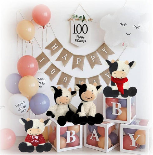 11.8" Small Cow Stuffed Animal,Cute Cuddle Cow Plush Party Decor Gifts for Kids...