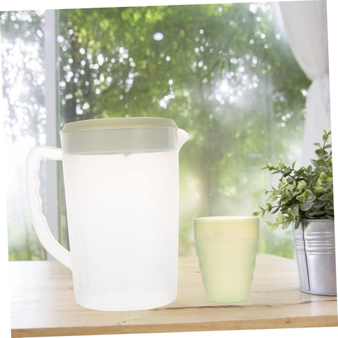 Hemoton Plastic Pitcher with Lid 2200ML Large Capacity Pitcher Clear Mix Drinks Water Jug Juice Pot Ice Tea Kettle Green...