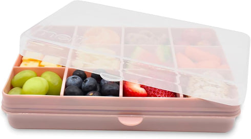melii Snackle Box – Divided Snack Container, Food Storage for Kids, Removable Dividers, Arts & Crafts, Beads, BPA-Free – 12 Compartments (Pink)...