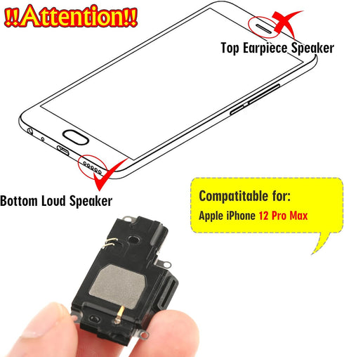 YWLRONG for iPhone 12 Pro Max Loud Speaker Replacement for iPhone 12 Pro Max Loudspeaker 12 Pro Max Ringer Speaker Buzzer Assembly withTools...