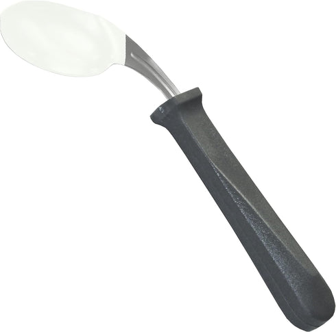 Rehabilitation Advantage Right Handed Grip Easy Coated Offset Spoon, Gray...