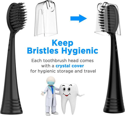 Replacement Toothbrush Heads with Covers for Burst (5 Count, Black)...