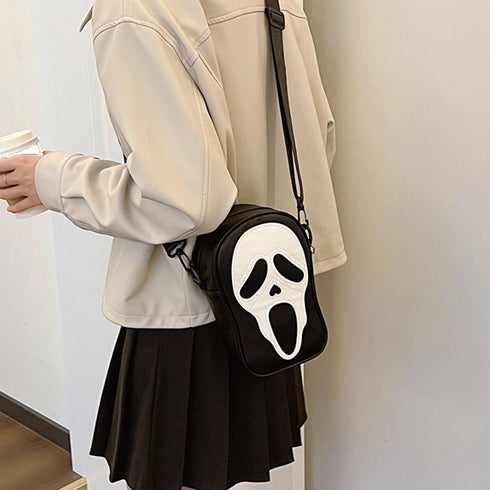 1 Pcs Ghost Face Shoulder Bag Lovely Ghost Face Purse Goth Purses And Handbags for Men And Women?Black, White?...