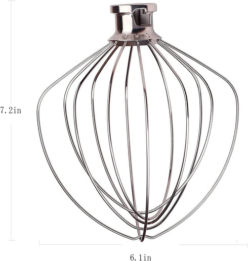 KN256WW 6 QT Wire Whip Stainless Steel for KitchenAid Stand Mixer Accessory Replacement, Egg Cream Stirrer, Cakes Mayonnaise Whisk...