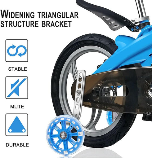 Training Wheels for Kids Bike, 1 Pair LED Flash Mute Bikes Training Wheels Children's Bicycle Adjustable Stabiliser Support Wheels for 12-20 Inch ...