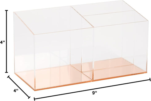 C.R. Gibson Acrylic Desktop Organizer, Mirror Panel, Measures 9" W x 4" H x 4" D - Rose Gold (SC2-20084)...