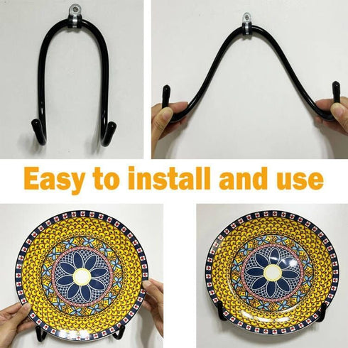 Wall Mount Metal Display Stand, Black Easel Plate Display Photo Holder Stand, Displays Picture Frames, Decorative Plates, Tablet and Art, Home Dec...