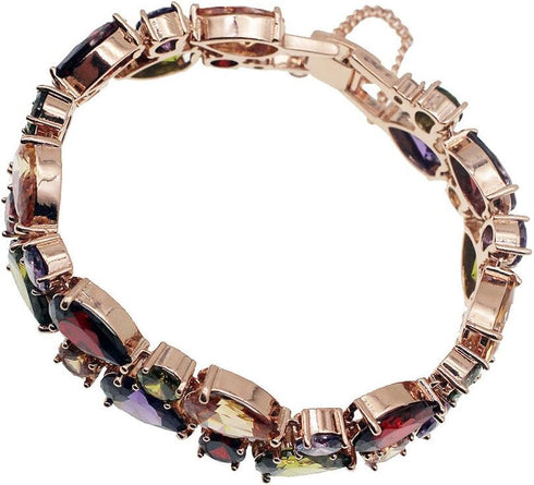 Vanessa Rose Gold Multi Gemstone Jewelry Sets for Women,Sparkling Garnet Amethyst Morganite Peridot Topaz (8 inch Bracelet)...
