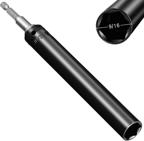 Blulu 9/16"(14mm) Power Nut Driver, Nut Runner Hollow Socket with 1/4" Hex Shank, Fit Long Bolts and Ductwork Power Nut Driver for Overhead Fasten...