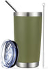 COMOOO 20oz Double Wall Vacuum Insulated Travel Mug, Stainless Steel Tumbler with Lid and Straw Durable Powder Coated Insulated Coffee Cup for Col...