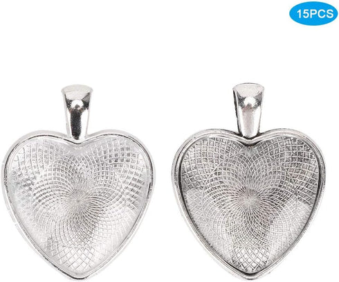 Pendant Trays Heart Shaped Pendant Setting Pendant Pendant, 60pcs Pendant Trays Heart Shaped Pendant Setting Cabochon Base Setting with Glass Cabo...