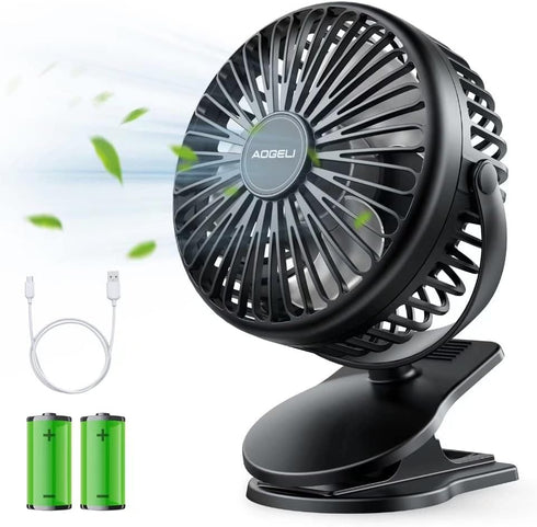 Clip Fan 5000mAh Rechargeable Battery Mini Fan with Clip on Fan Sturdy Clamp 3 Speeds Portable Tent Camping Fan Handheld Small Desk Desktop Table ...