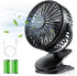 Clip Fan 5000mAh Rechargeable Battery Mini Fan with Clip on Fan Sturdy Clamp 3 Speeds Portable Tent Camping Fan Handheld Small Desk Desktop Table ...
