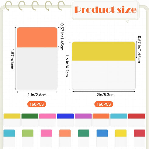 320 Pieces Sticky Notes Tabs Page Markers, Adhesive Strips Index Writeable Coloured Reading Tabs Self-Adhesive for Marking and Highlighting Bookma...