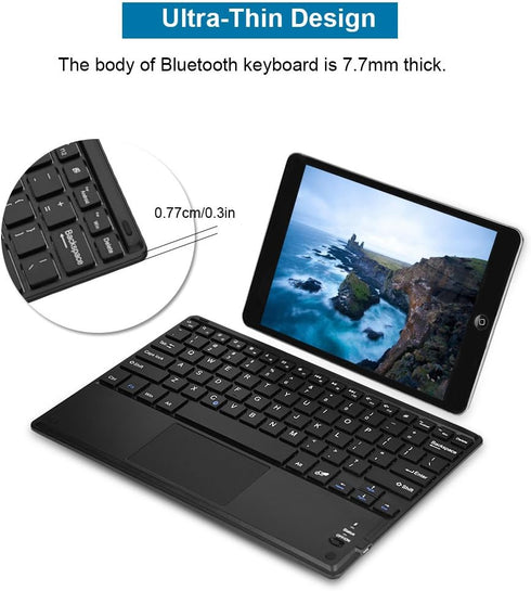 Ultra-Slim Bluetooth Keyboard, Portable Bluetooth Keyboard with Touchpad for Windows PC Android Phone Tablet...