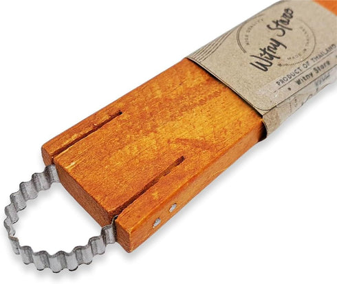 WitnyStore Kitchen Tool 6¾" Wooden Handle Stainless Steel Coconut Shredder Scraper 2 Blades Traditional Style - Thai Cooking Utensils Multipurpose...