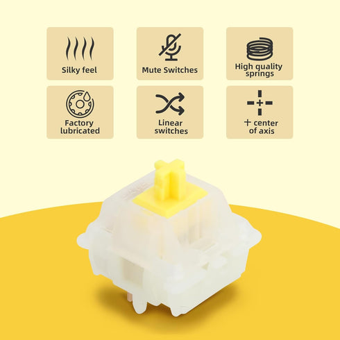 Gateron Milky Yellow Pro switches Keyboard switches pre lubed for Mechanical Keyboard(90PCS)...