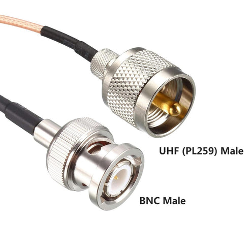 Coaxial Cable with UHF (PL259) Male to BNC Male Connectors Low Loss Coax Cable RG316 50 Ohm 1 Ft...