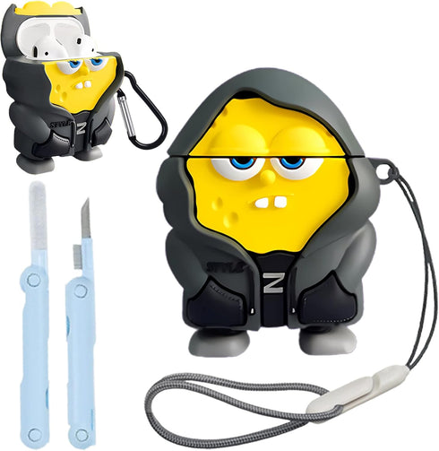 Cute AirPods Case for Airpod 2nd/1st, Fun Kawaii Fashion Cartoon 3D Cool Silicone Case for AirPods 1&2nd Generation with Cleaner kit&Keychain and ...
