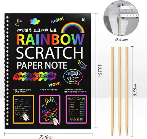 8 Pack Scratch Arts Drawing Notebook Paper for Kids Art Supplies, Large Rainbow Scratch and Sketch Books Set for Kids Party Favors...