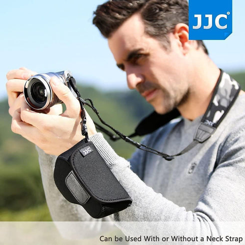 JJC Soft Neoprene Digital Camera Case Pouch Compact Bag Protector with Anti-Lost Inner Strap for Sony ZV-E10 A6500 A6400 A6300 A6100 A6000 A5500 A...