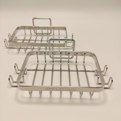 White Silver Soap Dish for Shower 2 Pack, Suction Cup Square Shower Soap Holder - 304 Stainless Steel Black Soap Saver - Comfortable Essential for...