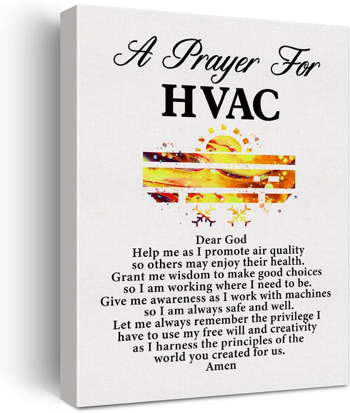 a HVAC's Prayer Quote Poster Canvas Wall Art for Office Home Decor - Heating Ventilation Air Conditioning Canvas Print Wall Art Painting Ready to ...