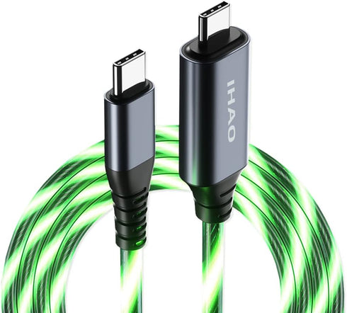IHAO USB Type C to Type C PD 60W Fast Charging Cable Phone Charger High Data Speed Cool Light Up LED Current Flowing for All USB C android and ios...