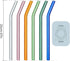 Glass Straws - Reusable Bent Drinking Straws with 2 Cleaning Brushes, Multicolor, 12 Pack...
