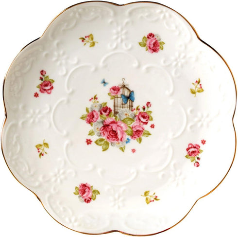 Jusalpha Pack of 2 Vintage Rose Fine China Dinner Plate/Fruit Plate/Dessert Plate FDPL04 (6 Inches)...