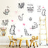 Cartoon Cats Wall Decals - MAIYU 9 Cute Kittens with Butterfly Heart Paw Print Wall Stickers for Kids Bedroom Living Room Nursery Home Decorations...