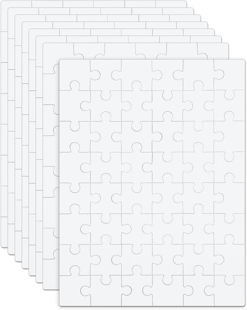 8 Sheets Blank Puzzles for Kids, 5.9 x 7.9 Inch / 15x20cm Blank Puzzles 48 Piece Blank Jigsaw Puzzle Paintable Puzzle All White Puzzles for Kids B...
