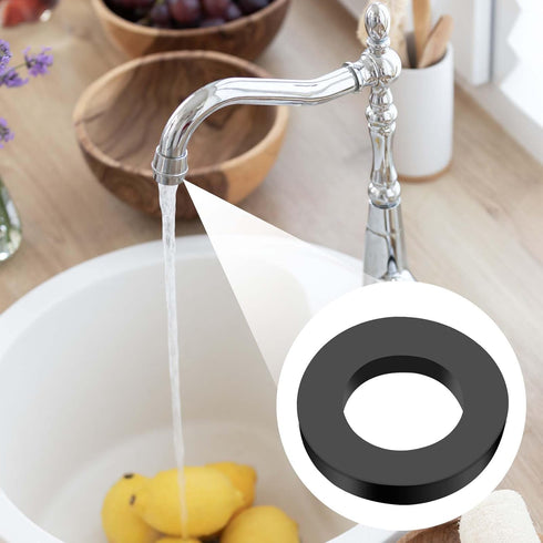 30 PCS Rubber Washers Seals Shower Hose Washers 1/2 Inch Black Flat Rubber Washers Assortment Kit Tap Sealing Rings Rubber Hose Washer for Hose Co...