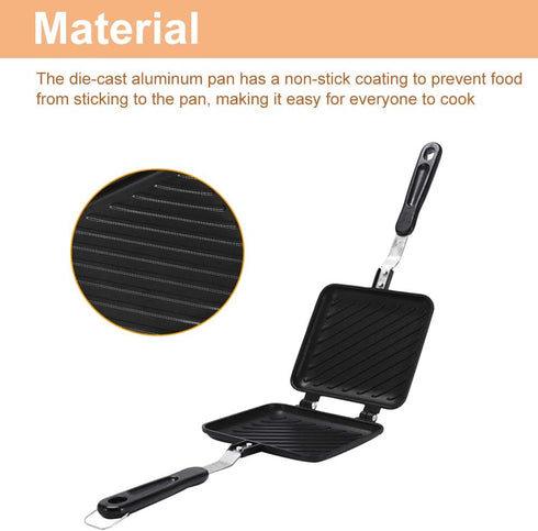 Double-Sided Frying Pan, Sandwich Maker, Double-Coated Non-Stick Grilled Sandwich and Panini Maker, Waffle Pancake Snack Griddle Pan Kitchen Torti...