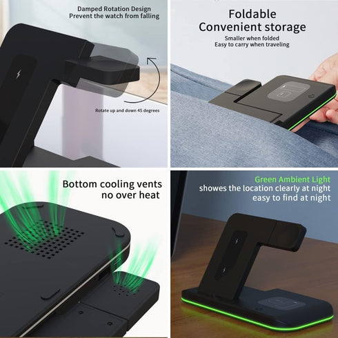 Wireless Charger 4 in 1 Wireless Charging Station Foldable Charging Stand for iPhone 14/13/12/11/Pro/Max/Apple Watch/Airpods Pro(White)...