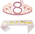8th Pink Birthday Tiara and Sash Happy 8th Birthday Party Supplies 8th Birthday Glitter Satin Sash and Crystal Tiara Princess Birthday Crown for G...