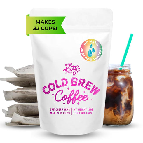 Drink Katy’s Cold Brew Coffee Packs, 6 Large Ready-to-Brew Pitcher Packets, No More Messy Cold Brew, Smooth & Delicious Dark Roast Brazilian Craft...