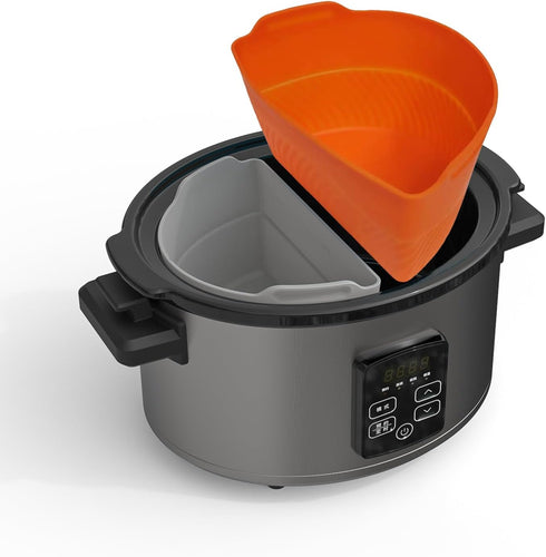 2 Pack Reusable Slow Cooker Liners,BPA Free Silicone Slow Cooker Liner, Dishwasher Safe Divider Insert,Compatible for Most 6 Quart Slow Cooker (Gr...