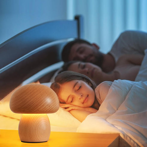 LED Creative Mushroom Table Lamp, Wood Desk Lamp, Bedroom Bedside Night Light, Dimmable Led Lighting, Creative Home Decor Table Lamp, Unique House...