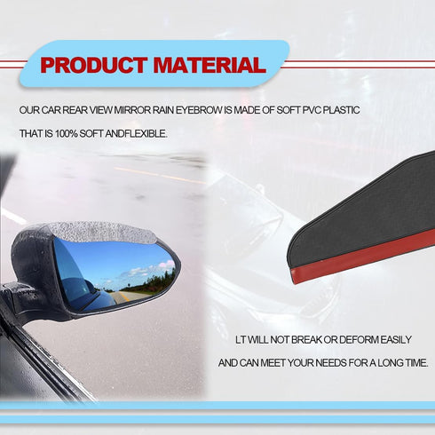 2Pcs Mirror Rain Visor Guard, Universal Waterproof Auto Flexible Mirror Cover Rubber Carbon Fiber Visor Guard Car Exterior Trim Accessories for Mo...