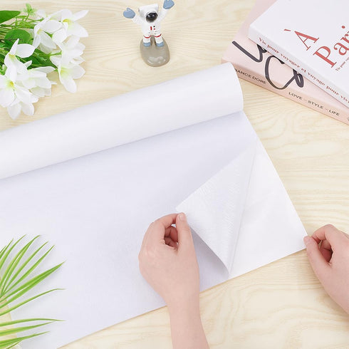 BENECREAT 15.7" x 78.7" Self-Adhesive Felt Fabric Shelf Liner for DIY Costume Making and Jewelry Drawer Box Fabric Peel Stick, 1mm Thick (White)...