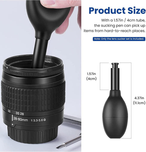 Lens Sucker Kit, 8-in-1 Sucker Kit with 7 Interchangeable Strong Suction Cups, Long Anti-Static Pen Manual Vacuum Suction Pen Lens Puller Repair T...
