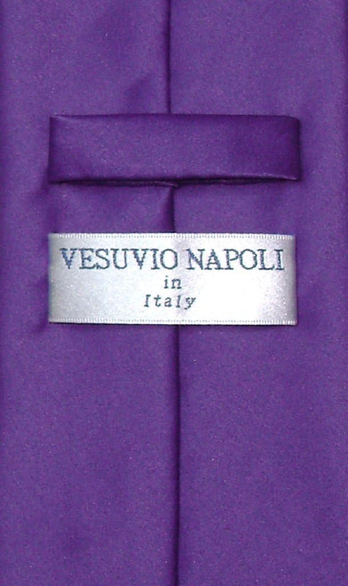 Vesuvio Napoli NeckTie Solid PURPLE INDIGO Color Men's Neck Tie...