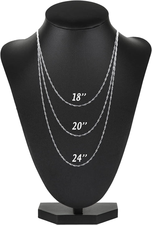 Whaline 24 Pack 24'' Silver Plated Chain Necklace 925 Water Ripple Plated Necklace for Jewelry Making Craft...